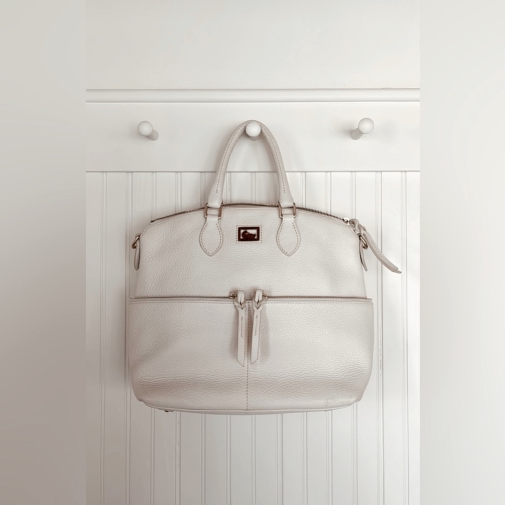 Dooney & Bourke authentic, white pebble leather tote